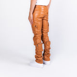 "NEVER LOOK BACK" CARGO FLARE STACK LEATHER