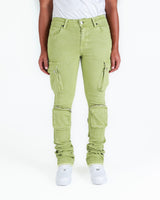 "NEVER LOOK BACK" CARGO FLARE STACK DENIM