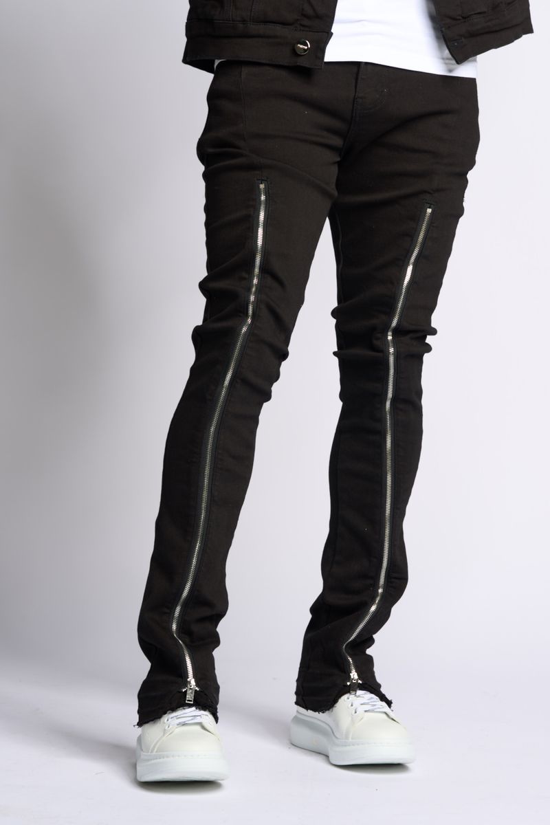 "WITHDRAWN" STACK DENIM (BLACK)
