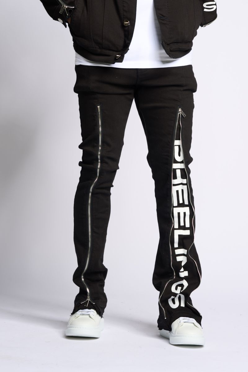 "WITHDRAWN" STACK DENIM (BLACK)