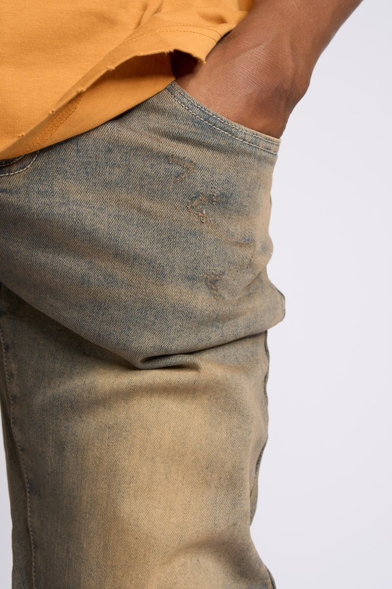 "TIMELINE" STRAIGHT FIT DENIM (MEDIUM BLUE SAND)