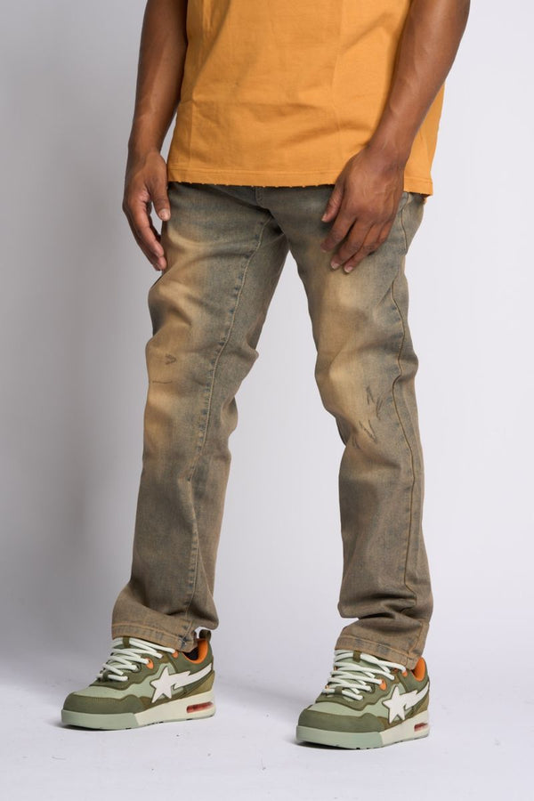 "TIMELINE" STRAIGHT FIT DENIM (MEDIUM BLUE SAND)