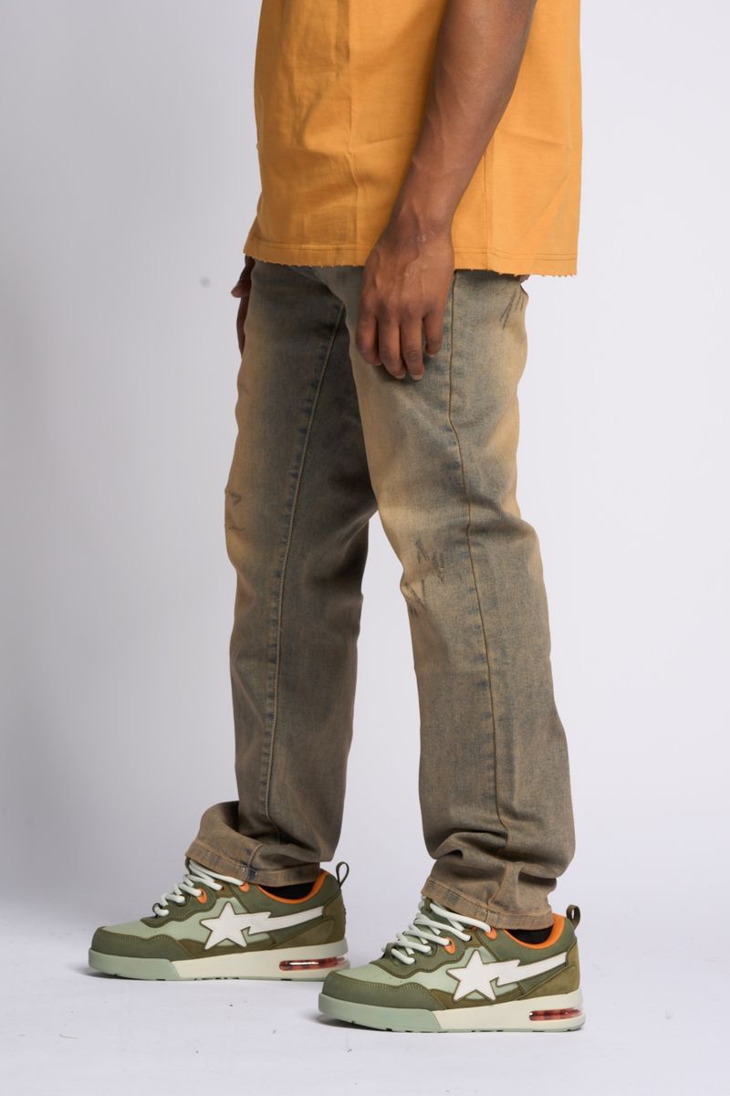"TIMELINE" STRAIGHT FIT DENIM (MEDIUM BLUE SAND)