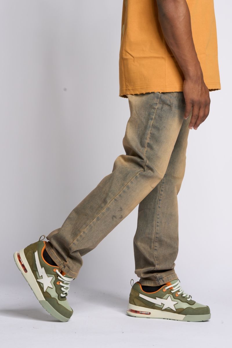 "TIMELINE" STRAIGHT FIT DENIM (MEDIUM BLUE SAND)