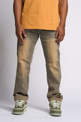 "TIMELINE" STRAIGHT FIT DENIM (MEDIUM BLUE SAND)
