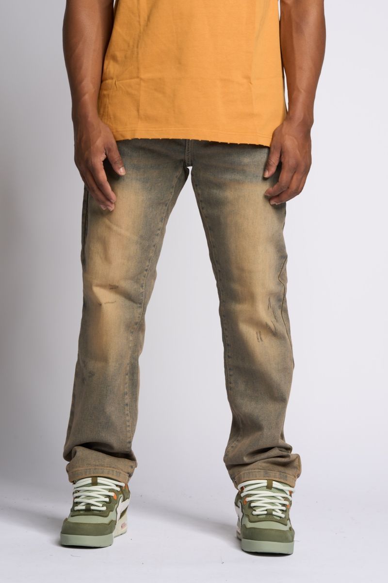 "TIMELINE" STRAIGHT FIT DENIM (MEDIUM BLUE SAND)
