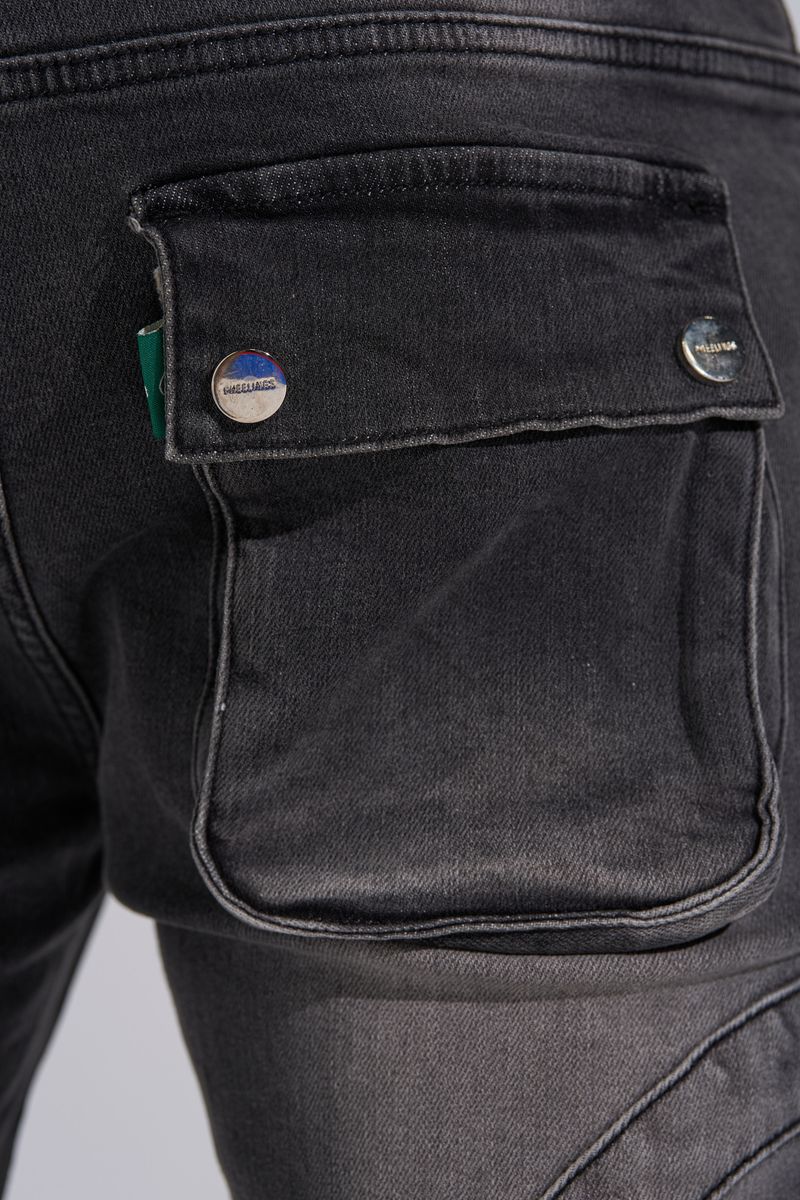 "SHOOT FOR THE STARS" STACK CARGO DENIM (BLACK WASH)