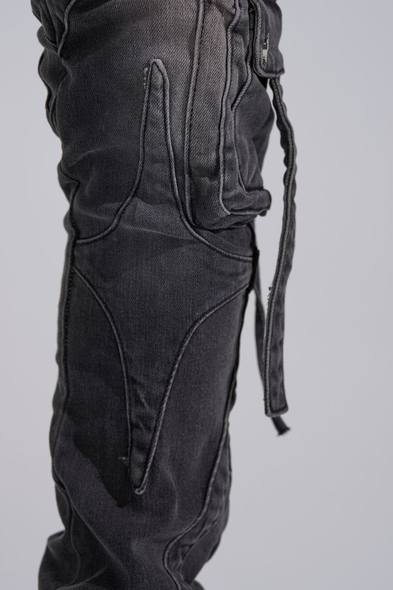 "SHOOT FOR THE STARS" STACK CARGO DENIM (BLACK WASH)