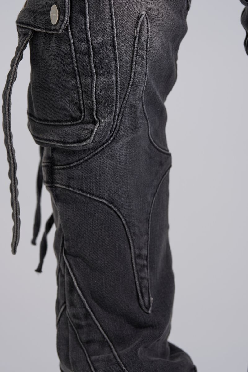 "SHOOT FOR THE STARS" STACK CARGO DENIM (BLACK WASH)