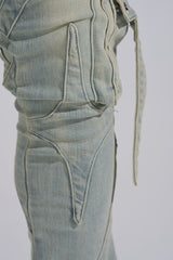 "SHOOT FOR THE STARS" STACK CARGO DENIM (LIGHT BLUE)