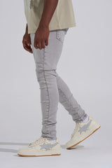 "SILVER SCREEN" SKINNY DENIM (LIGHT GREY)