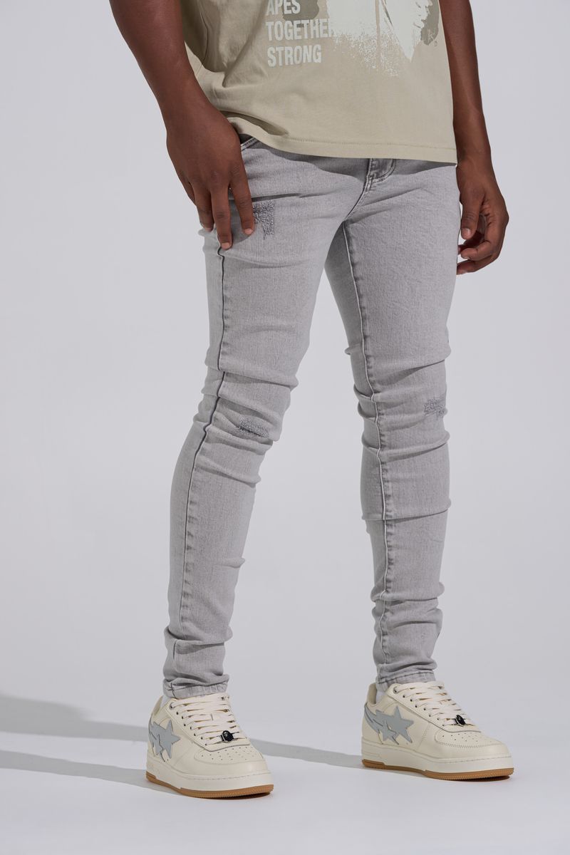 "SILVER SCREEN" SKINNY DENIM (LIGHT GREY)