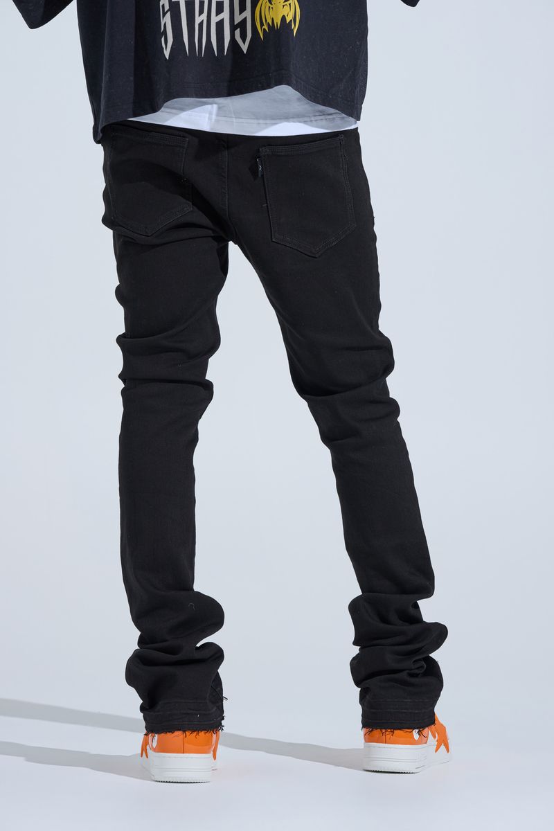 "BLACK LABEL DISTRESSED STACK" STACKED DENIM (JET BLACK)