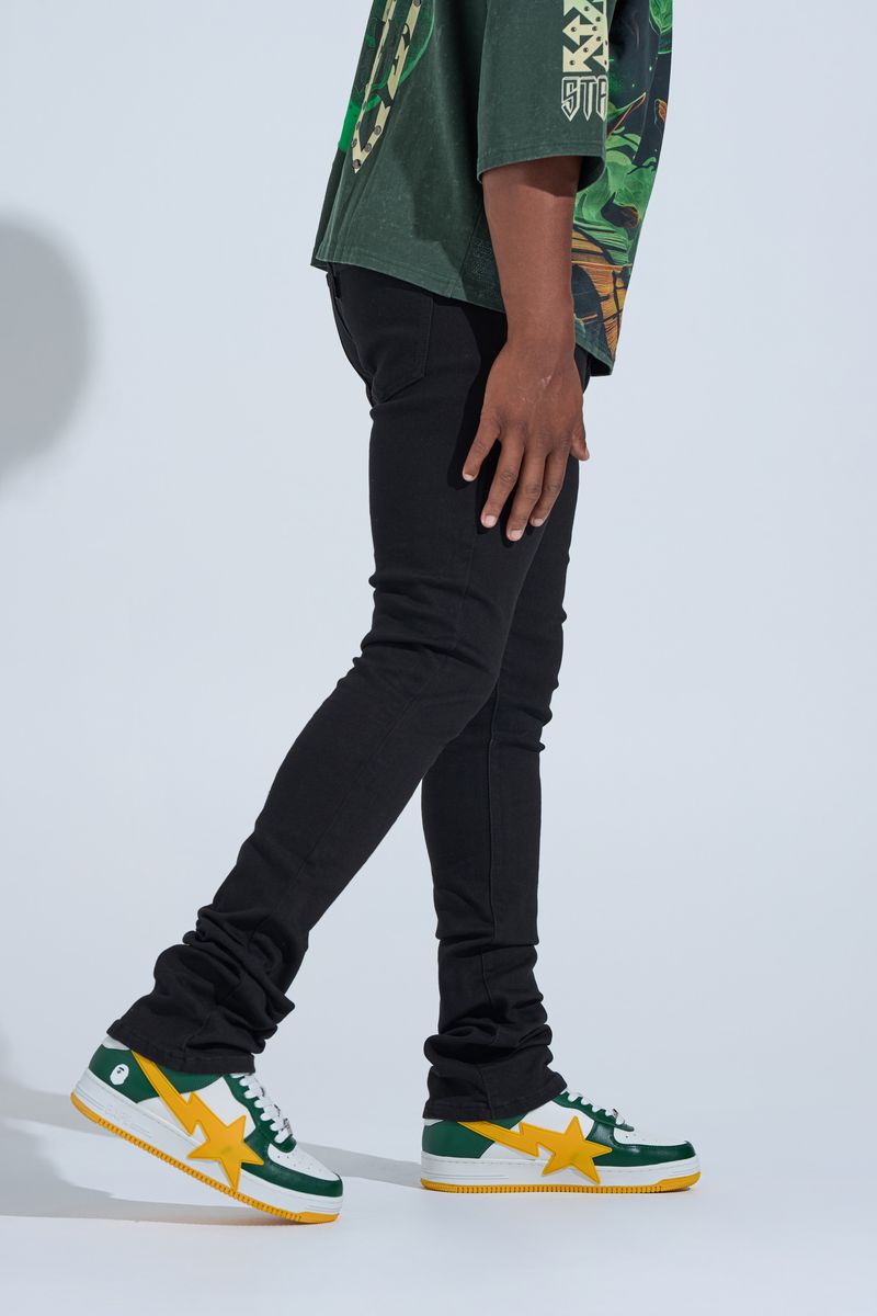 "BLACK LABEL STACK" STACKED DENIM (JET BLACK)