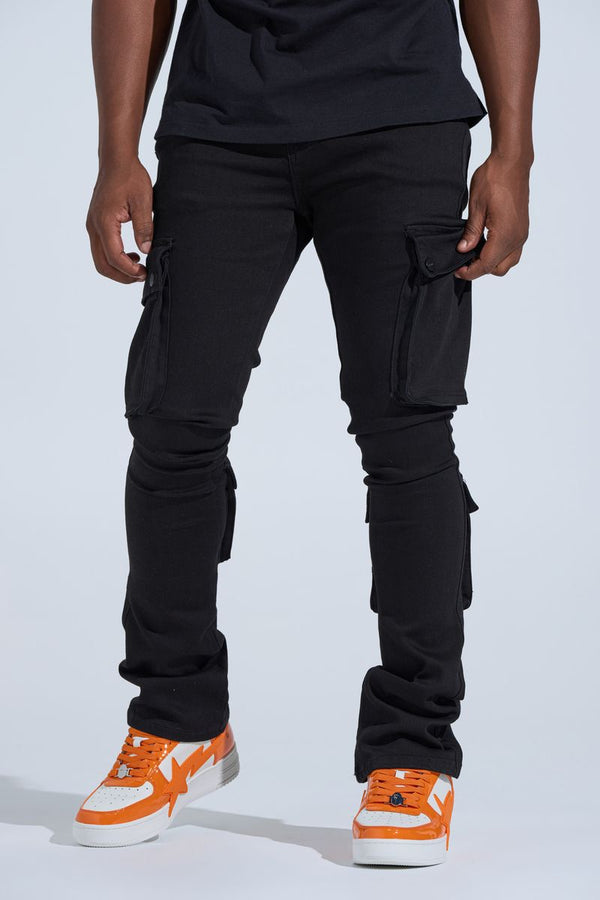 "BLACK LABEL CARGO" STACK DENIM (JET BLACK)