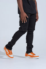 "BLACK LABEL CARGO" STACK DENIM (JET BLACK)