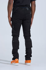 "BLACK LABEL CARGO" STACK DENIM (JET BLACK)