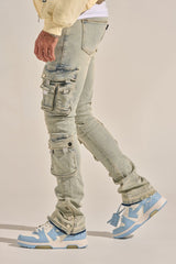 "EMPOWERED ESSENCE" STACK CARGO DENIM (LIGHT BLUE)