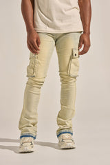 "BUILT TO HEAL" STACK CARGO DENIM (MEDIUM BLUE)