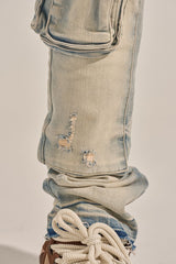 "24/7" STACK CARGO DENIM (BLUE WASH)