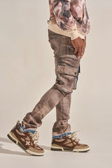 "BUILT TO HEAL" STACK CARGO DENIM (FADED MAROON)